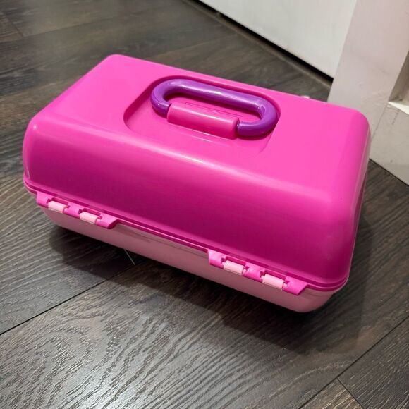 Vintage Women’s Pink Caboodles Train Makeup Case Holder Plastic - Picture 3 of 4
